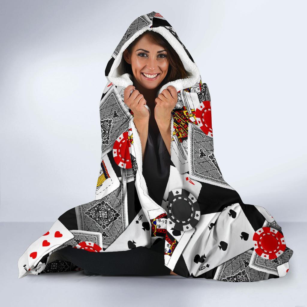 Casino Poker Print Pattern Hooded Blanket-grizzshop