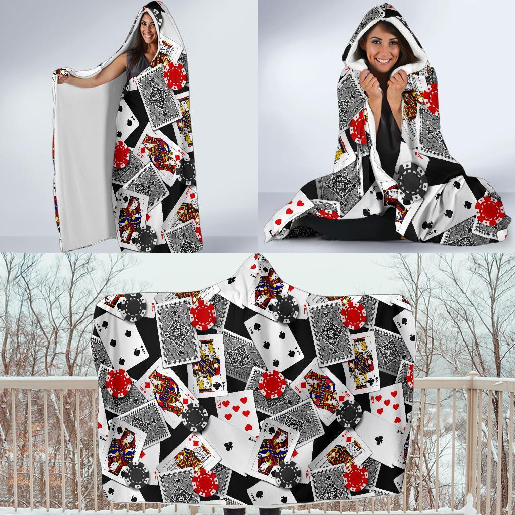 Casino Poker Print Pattern Hooded Blanket-grizzshop