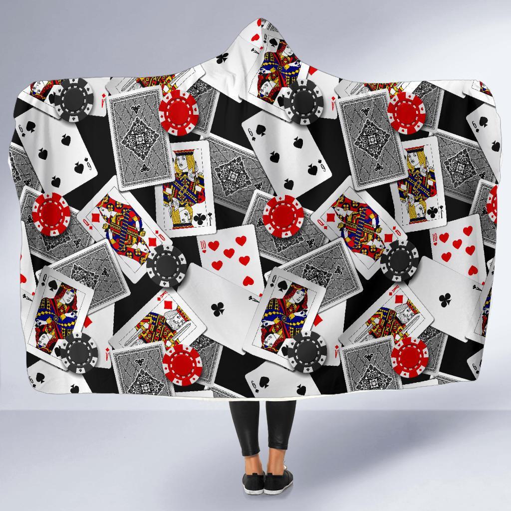 Casino Poker Print Pattern Hooded Blanket-grizzshop