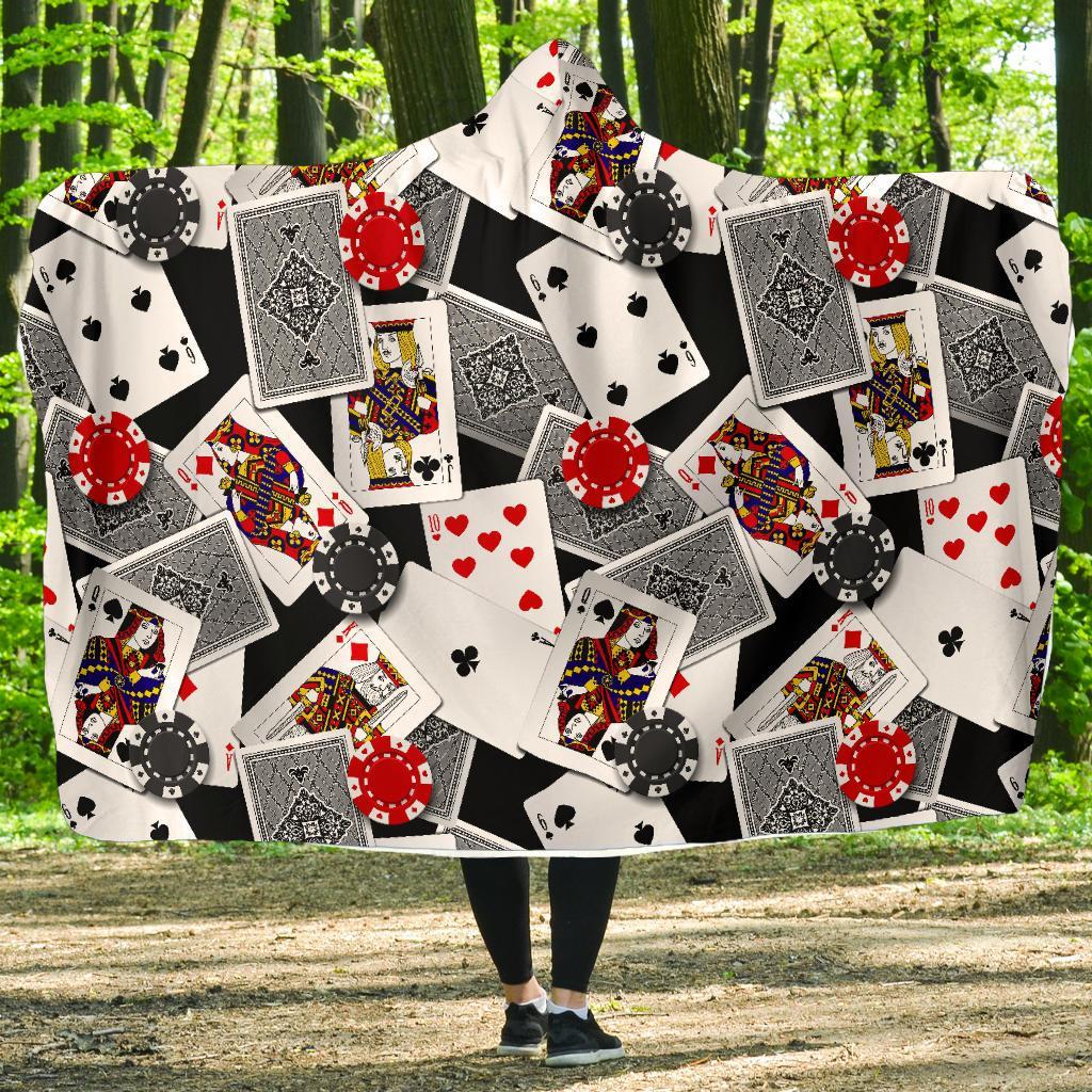 Casino Poker Print Pattern Hooded Blanket-grizzshop