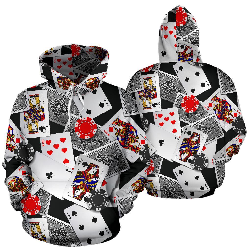 Casino Poker Print Pattern Men Women Pullover Hoodie-grizzshop