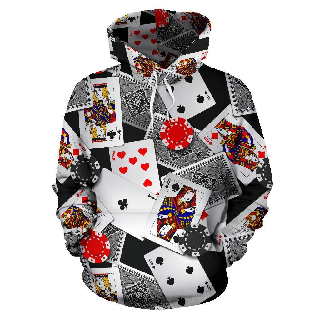 Casino Poker Print Pattern Men Women Pullover Hoodie-grizzshop