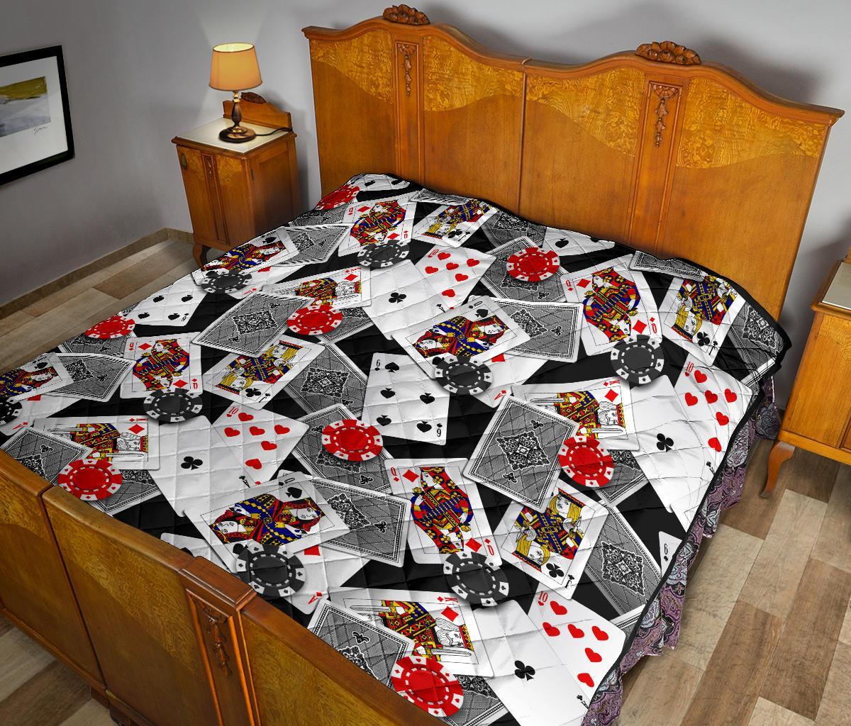 Casino Poker Print Pattern Quilt-grizzshop