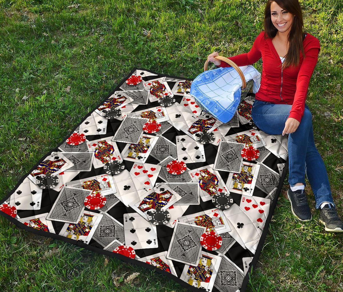 Casino Poker Print Pattern Quilt-grizzshop