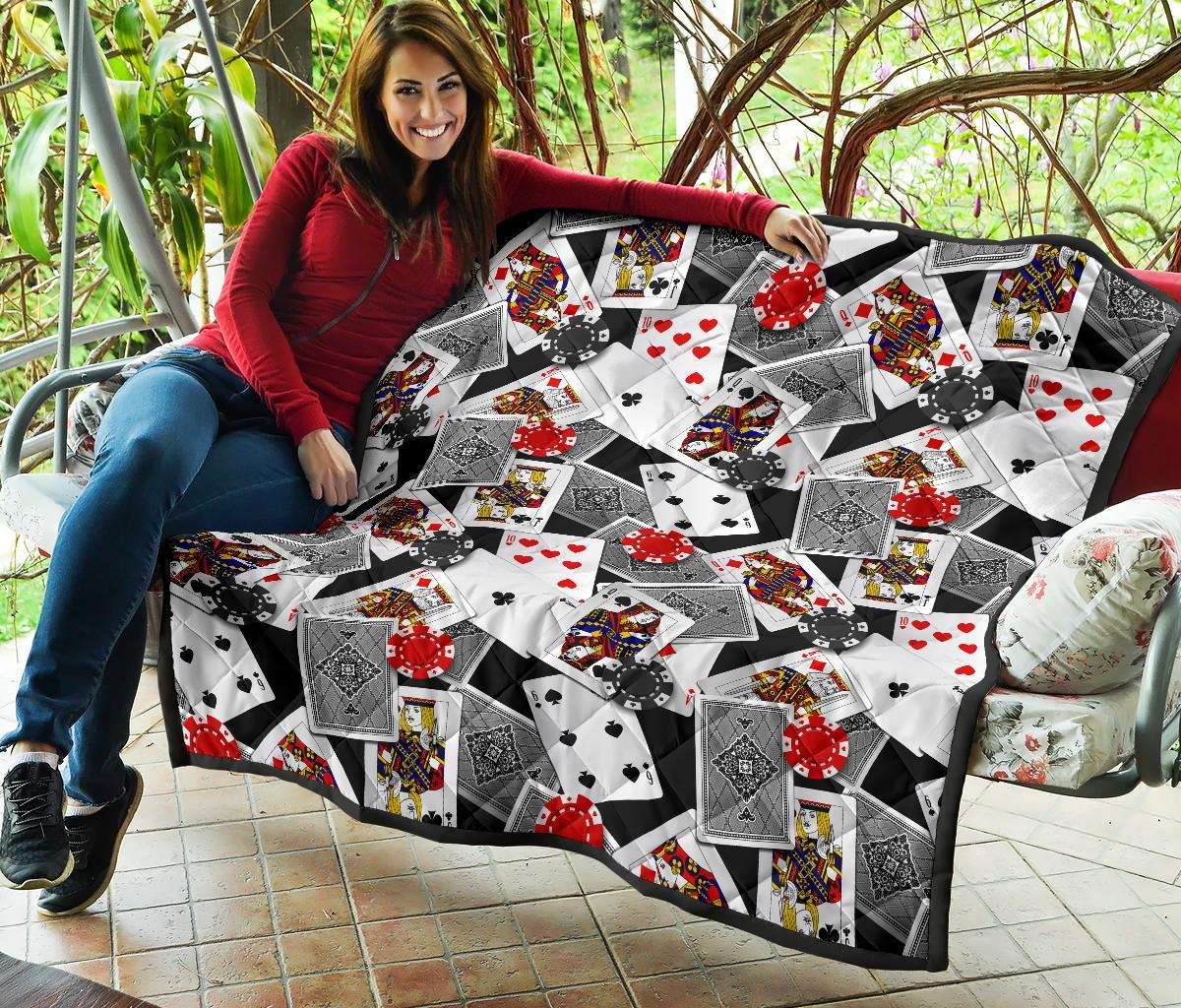 Casino Poker Print Pattern Quilt-grizzshop