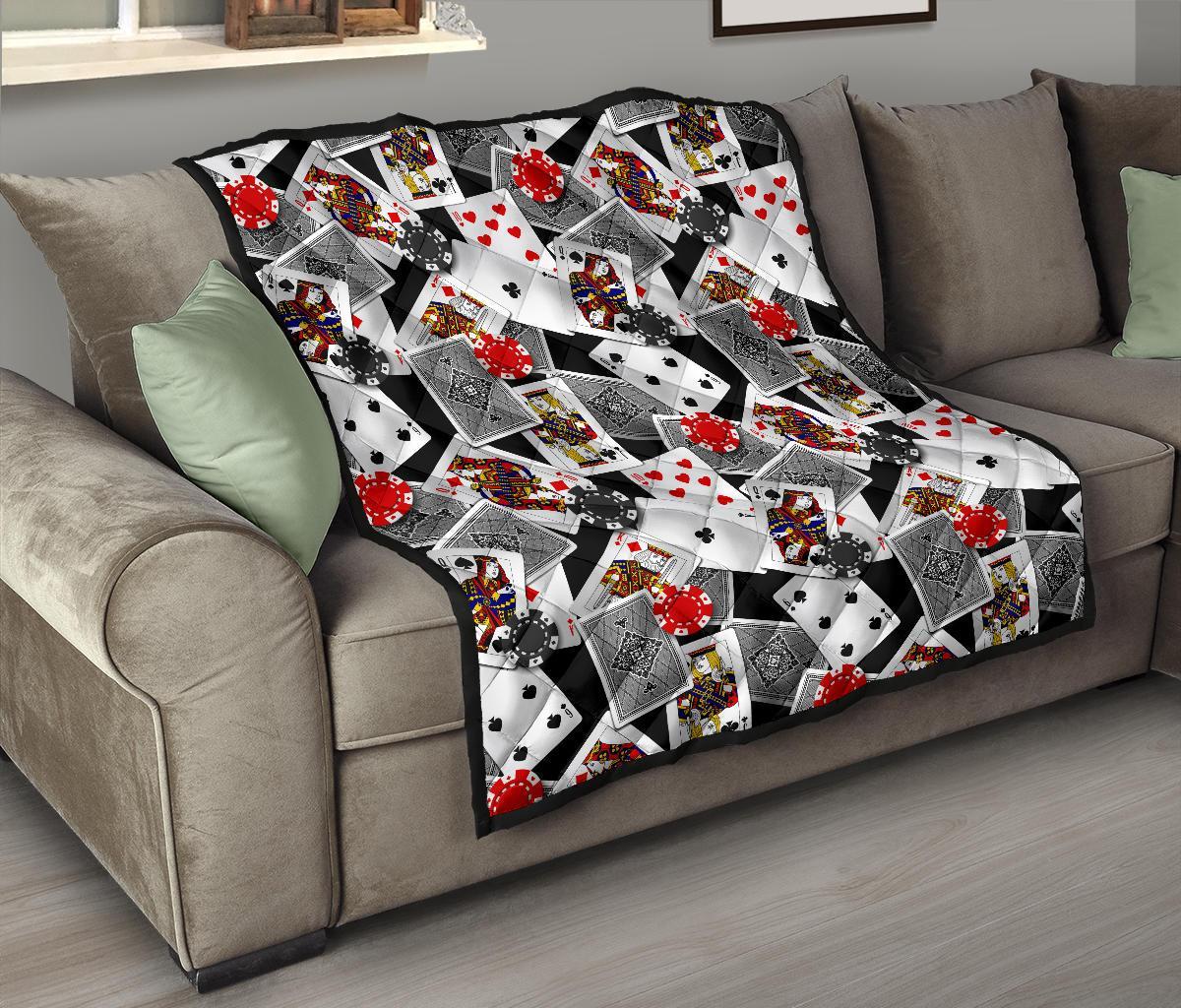 Casino Poker Print Pattern Quilt-grizzshop