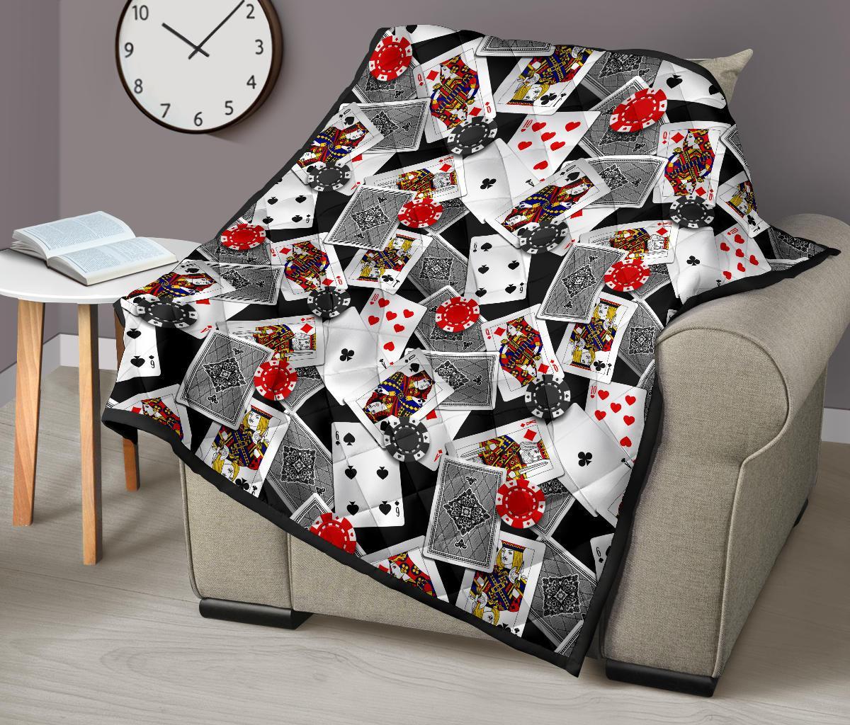 Casino Poker Print Pattern Quilt-grizzshop