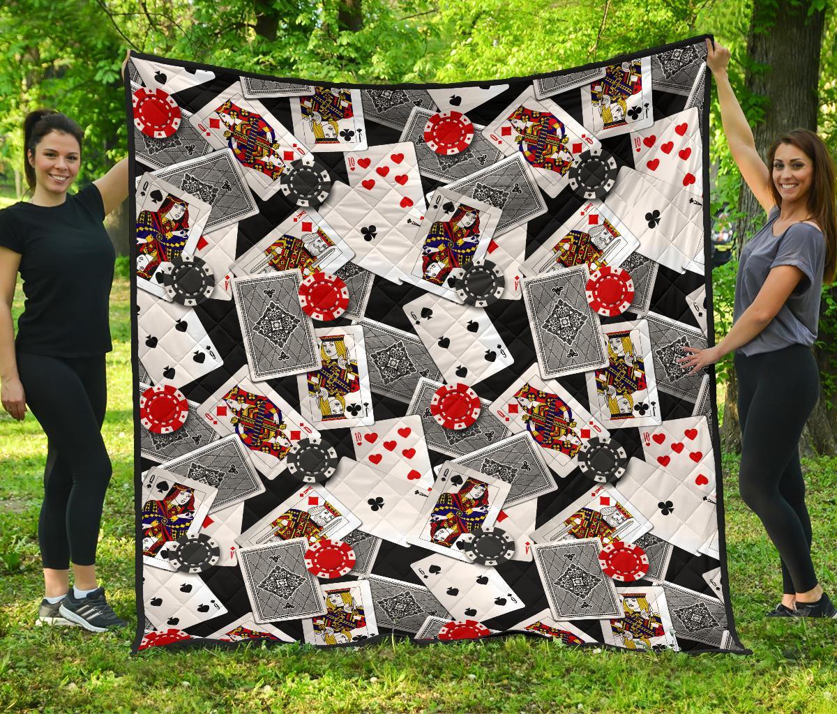 Casino Poker Print Pattern Quilt-grizzshop