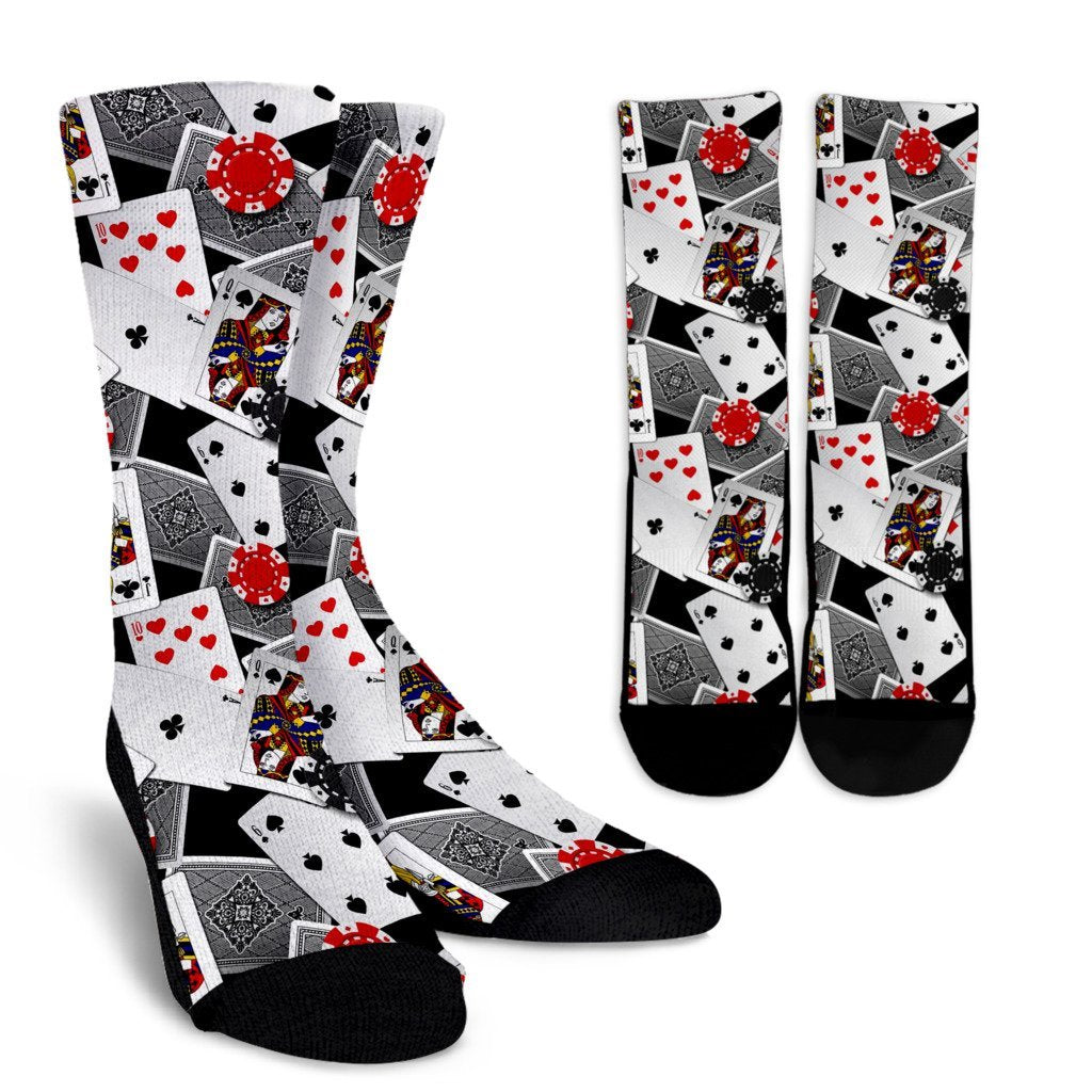 Casino Poker Print Pattern Unisex Crew Socks-grizzshop