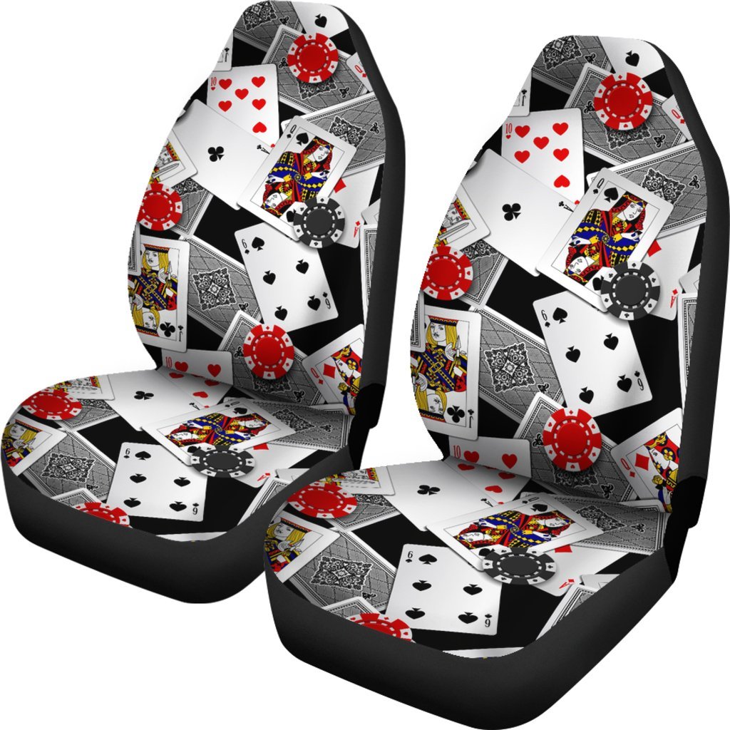 Casino Poker Print Pattern Universal Fit Car Seat Covers-grizzshop