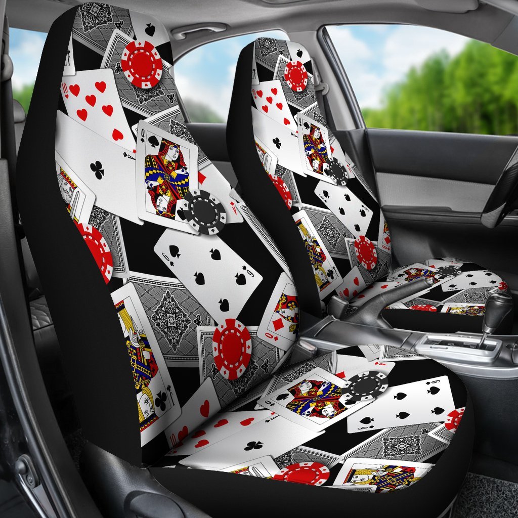 Casino Poker Print Pattern Universal Fit Car Seat Covers-grizzshop