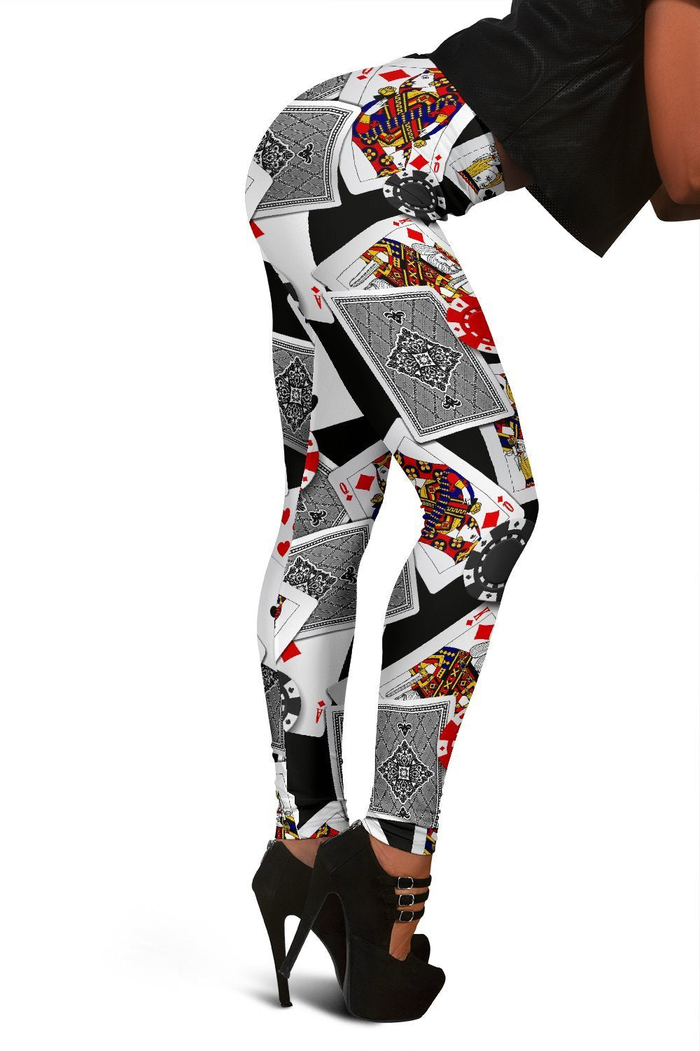 Casino Poker Print Pattern Women Leggings-grizzshop