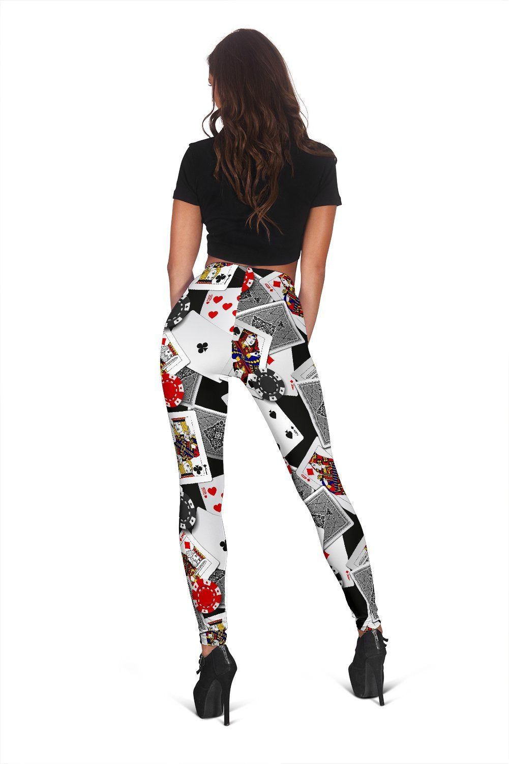 Casino Poker Print Pattern Women Leggings-grizzshop