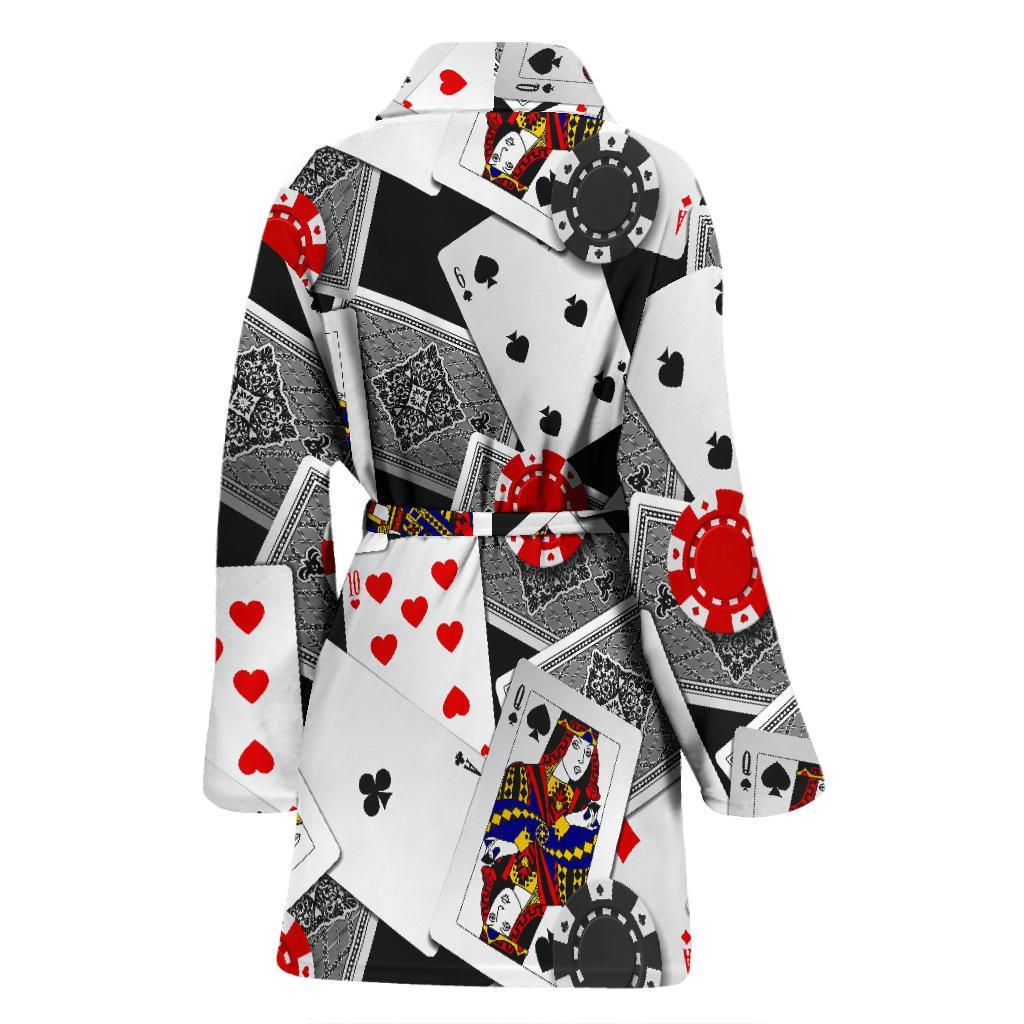 Casino Poker Print Pattern Women Long Robe-grizzshop