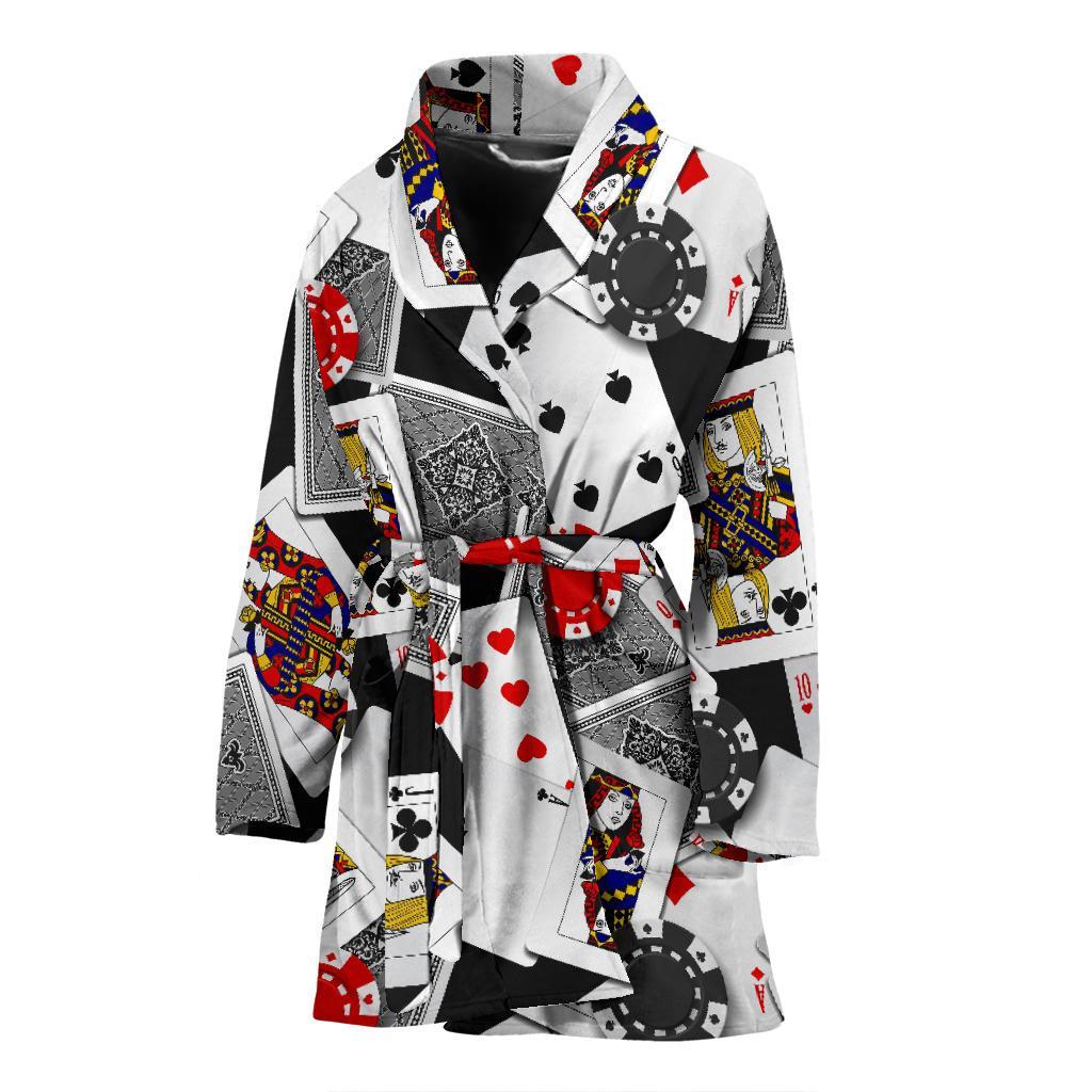 Casino Poker Print Pattern Women Long Robe-grizzshop