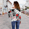 Casino Poker Print Pattern Women Off Shoulder Sweatshirt-grizzshop