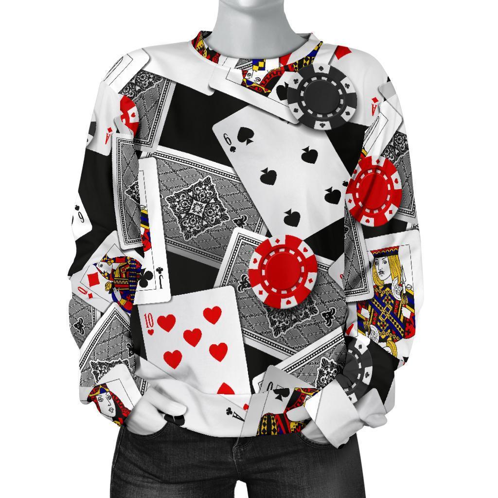 Casino Poker Print Pattern Women's Sweatshirt-grizzshop