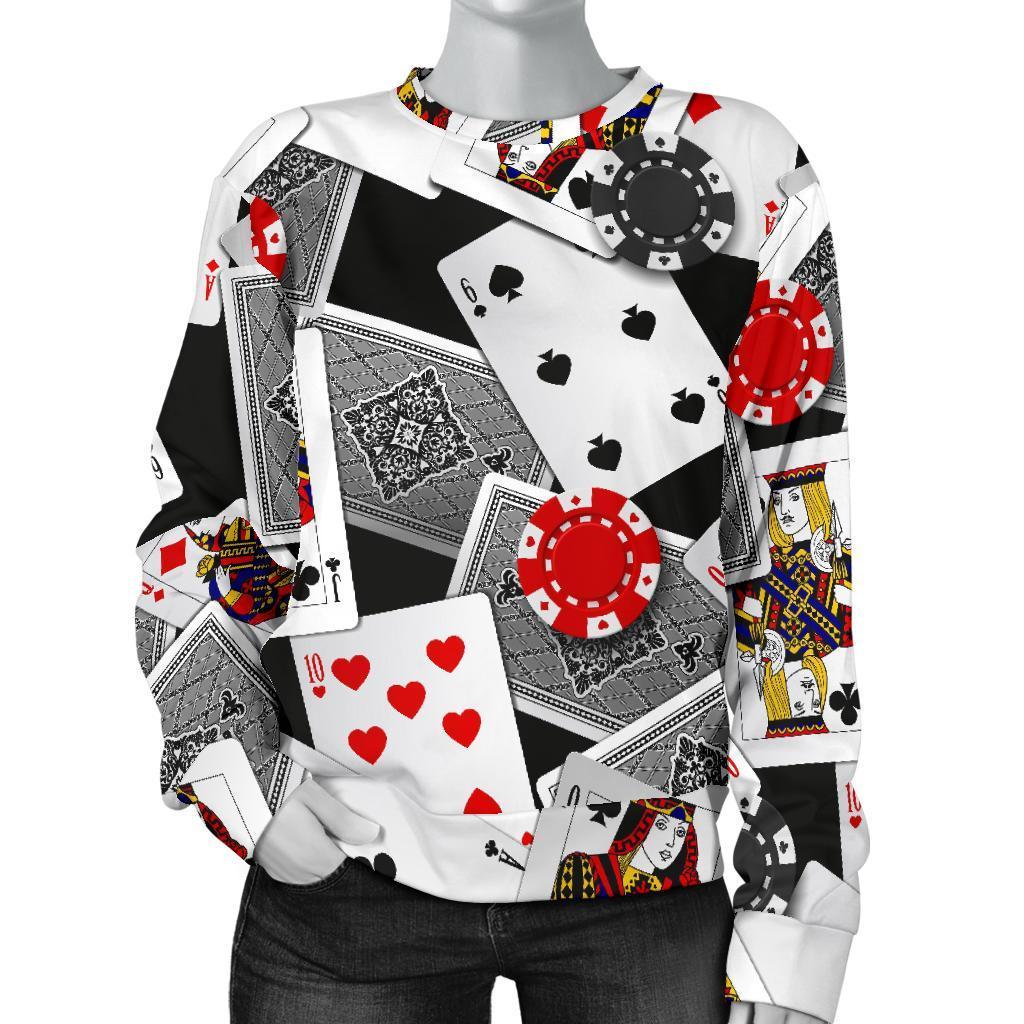 Casino Poker Print Pattern Women's Sweatshirt-grizzshop