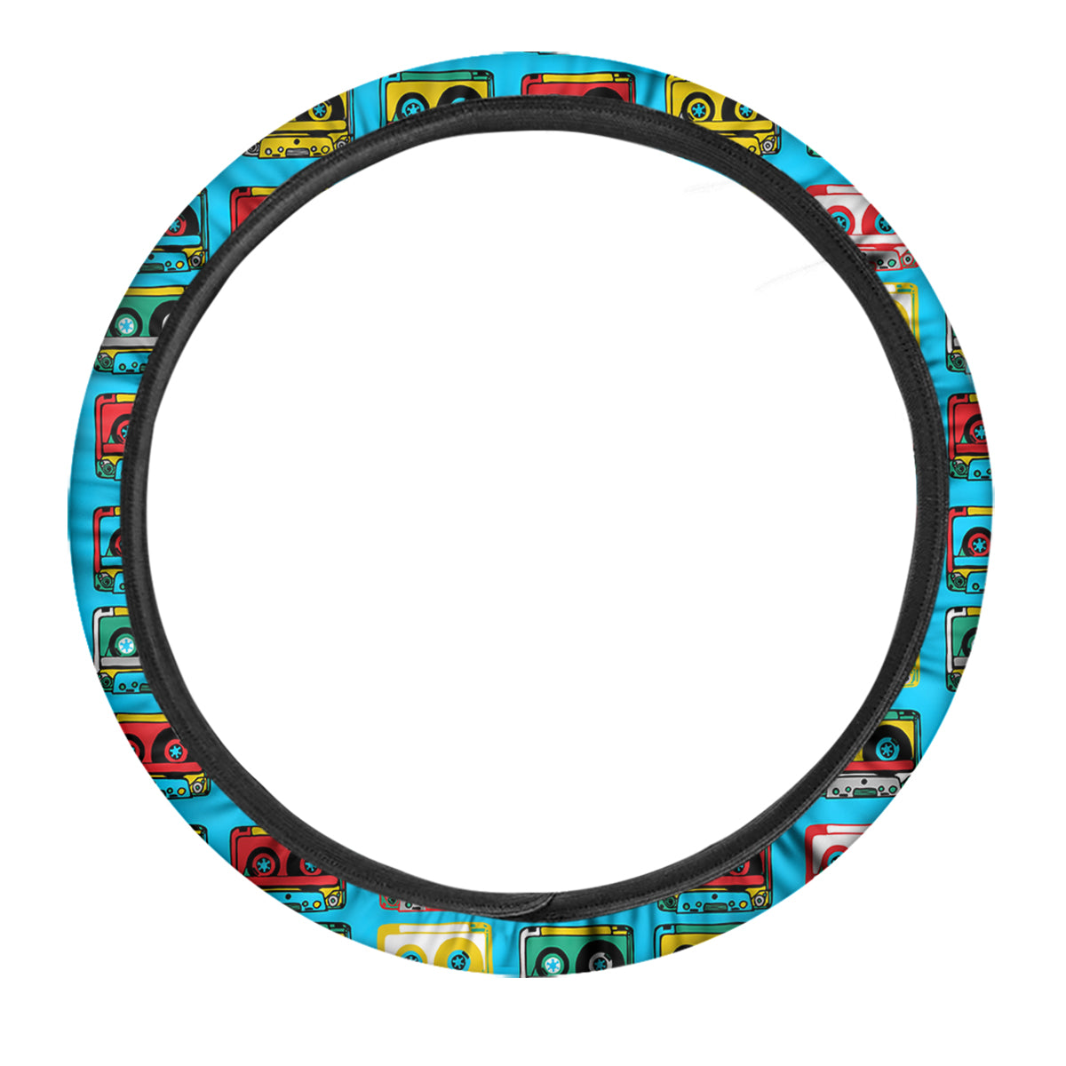 Cassette Colorful Print Pattern Car Steering Wheel Cover-grizzshop