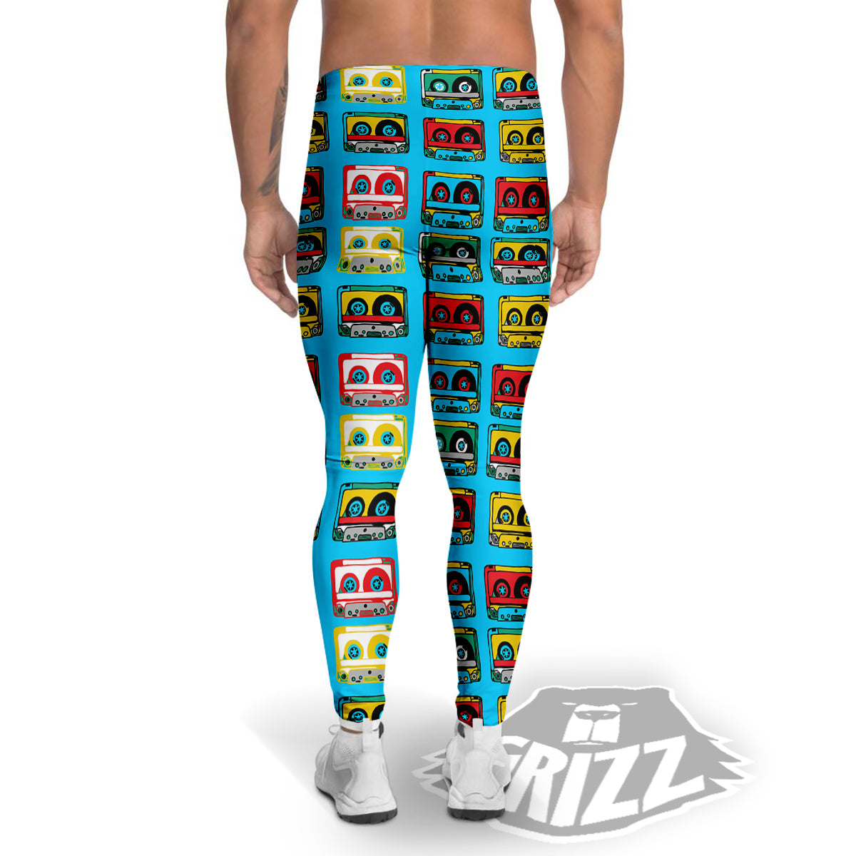 Cassette Colorful Print Pattern Men's Leggings-grizzshop