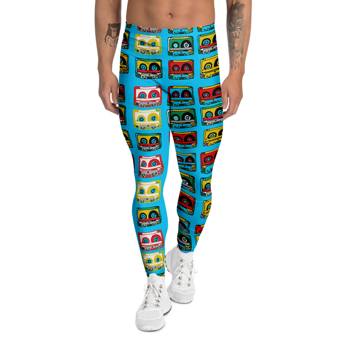 Cassette Colorful Print Pattern Men's Leggings-grizzshop