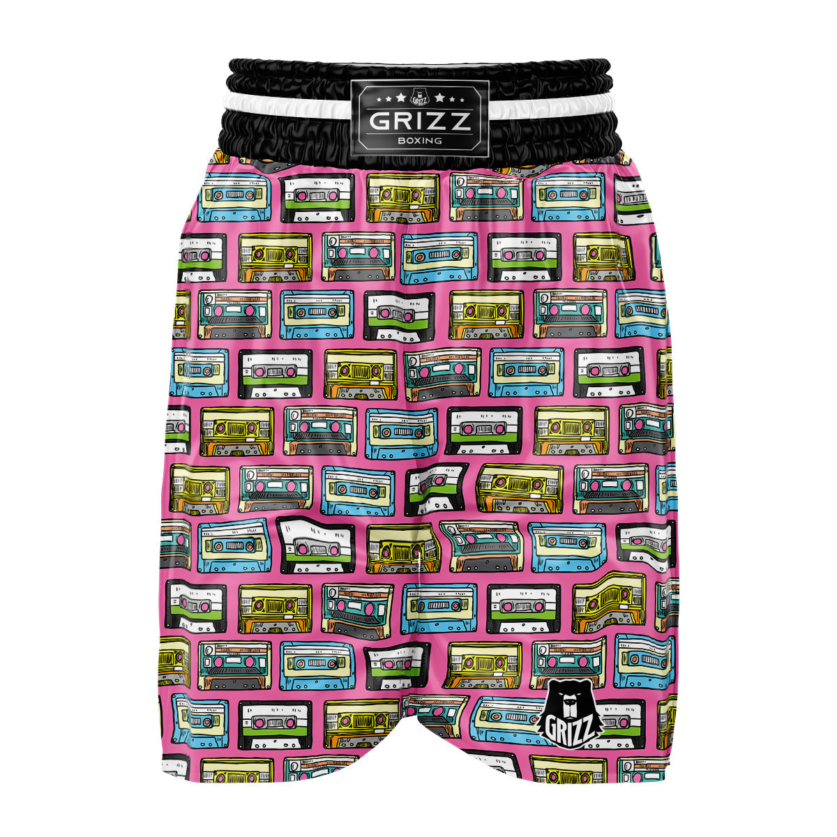 Cassette Drawing Print Pattern Boxing Shorts-grizzshop