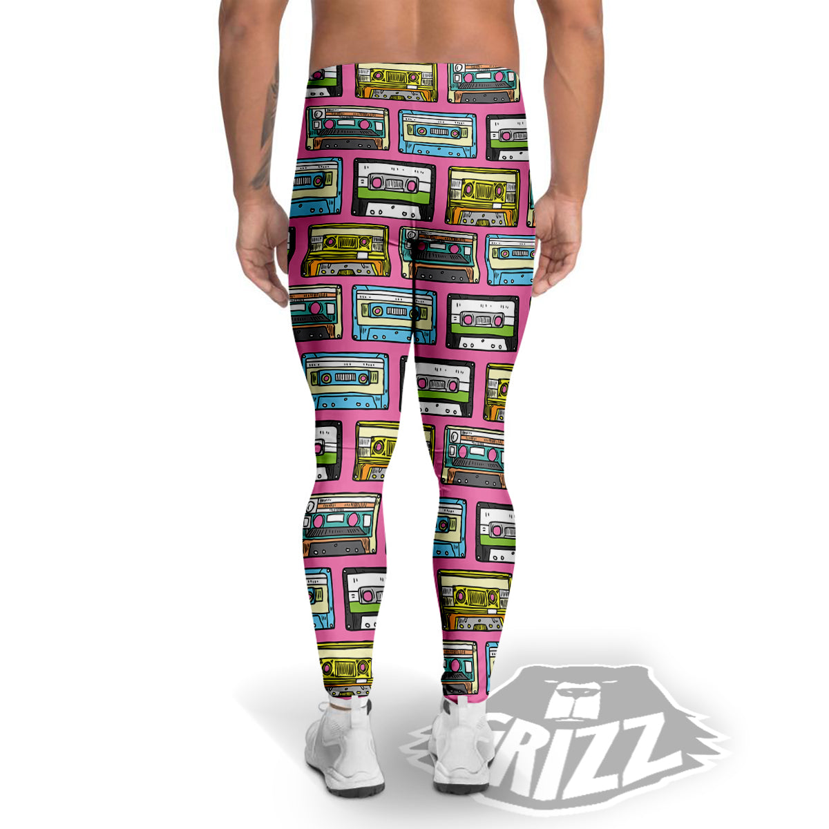 Cassette Drawing Print Pattern Men's Leggings-grizzshop