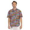 Cassette Drawing Print Pattern Men's Short Sleeve Shirts-grizzshop