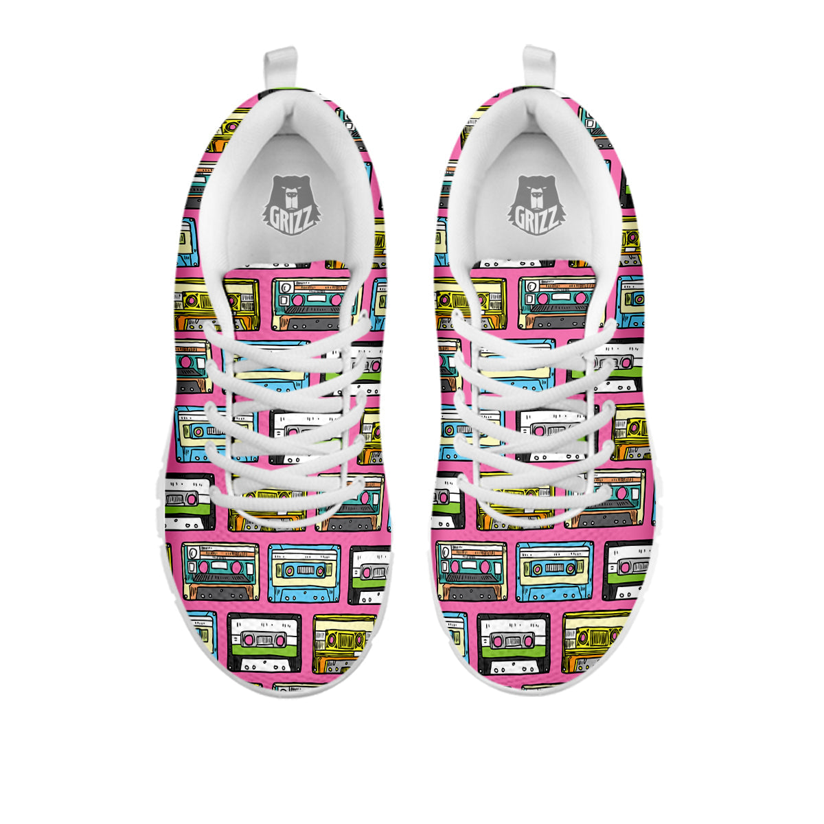 Cassette Drawing Print Pattern White Sneaker-grizzshop