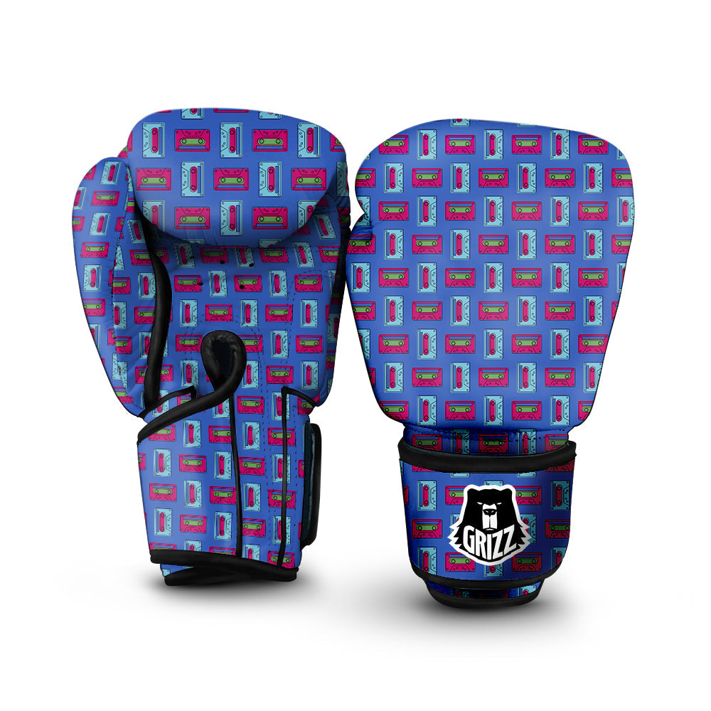 Cassette Pink And Blue Print Pattern Boxing Gloves-grizzshop