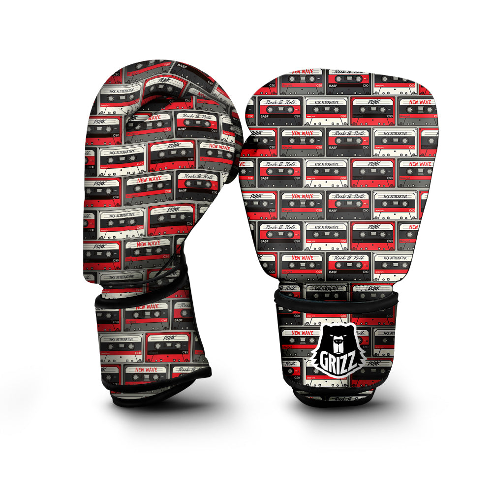 Cassette Red Punk Print Pattern Boxing Gloves-grizzshop