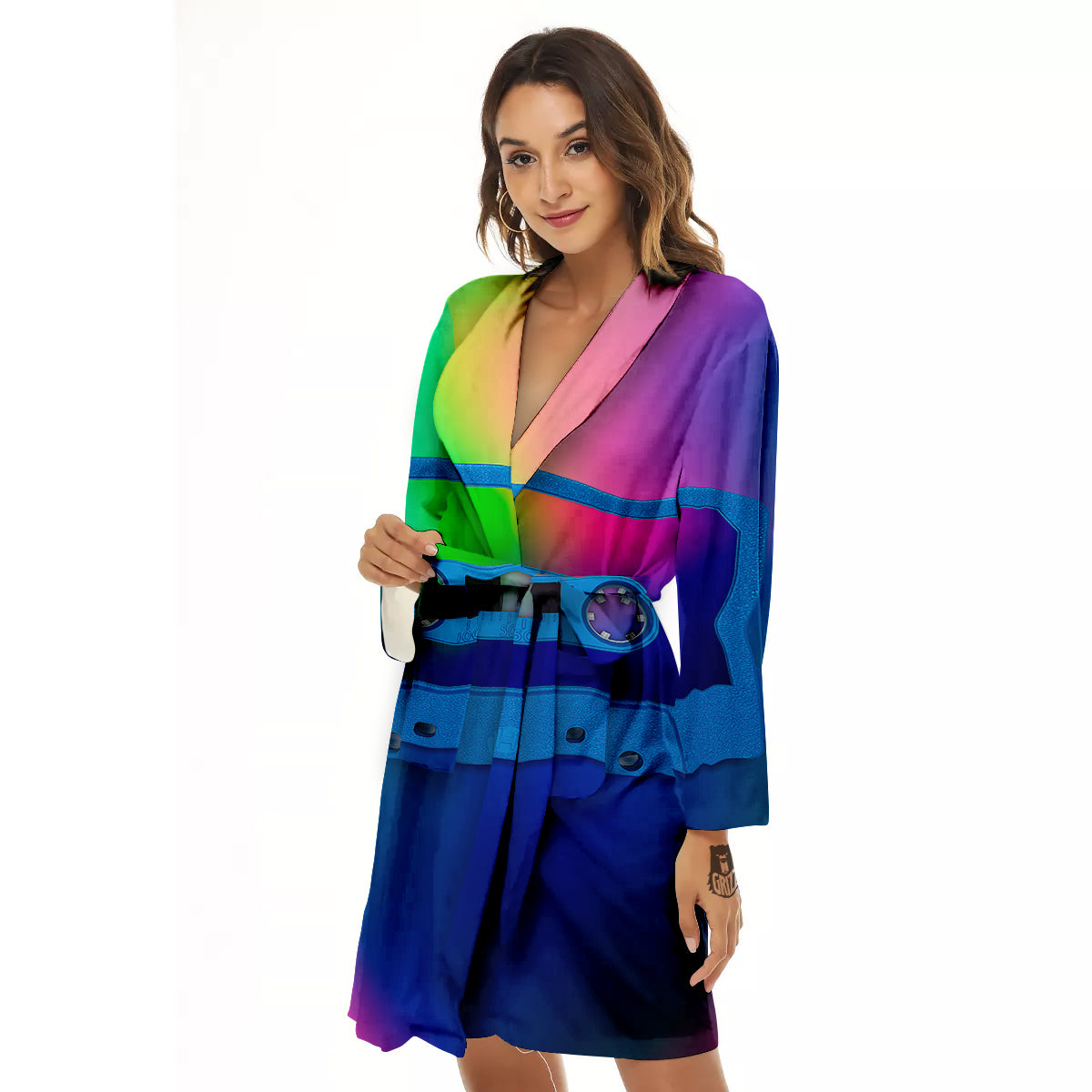 Cassette Tape Colorful Print Women's Robe-grizzshop