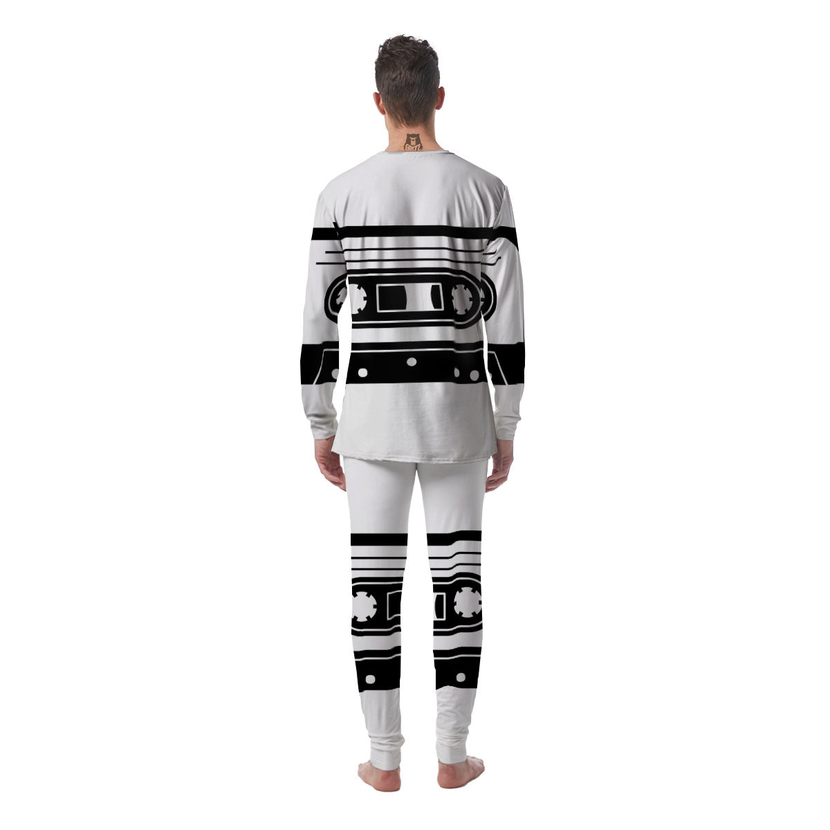 Cassette Tape White And Black Print Men's Pajamas-grizzshop