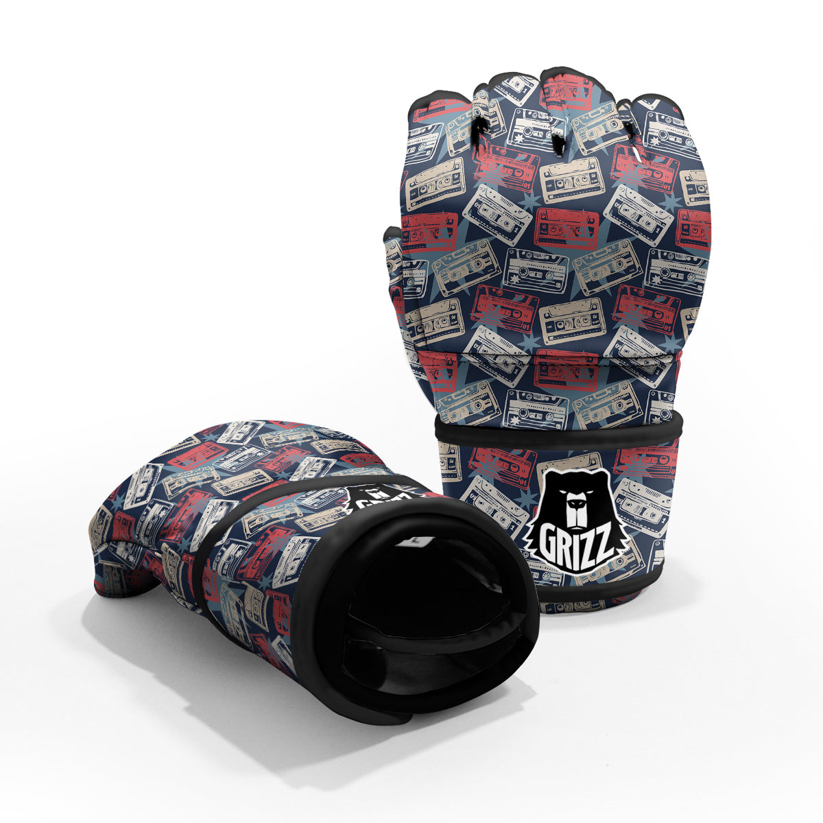 Cassette Vintage Print Pattern MMA Gloves-grizzshop