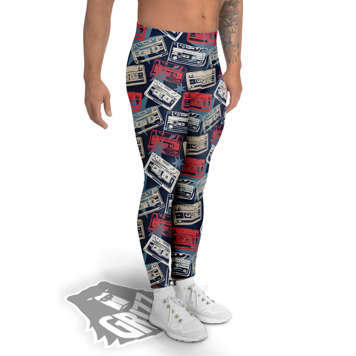 Cassette Vintage Print Pattern Men's Leggings-grizzshop