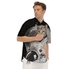 Cat American Astronaut On The Moon Print Men's Short Sleeve Shirts-grizzshop