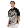 Cat American Astronaut On The Moon Print Men's Short Sleeve Shirts-grizzshop