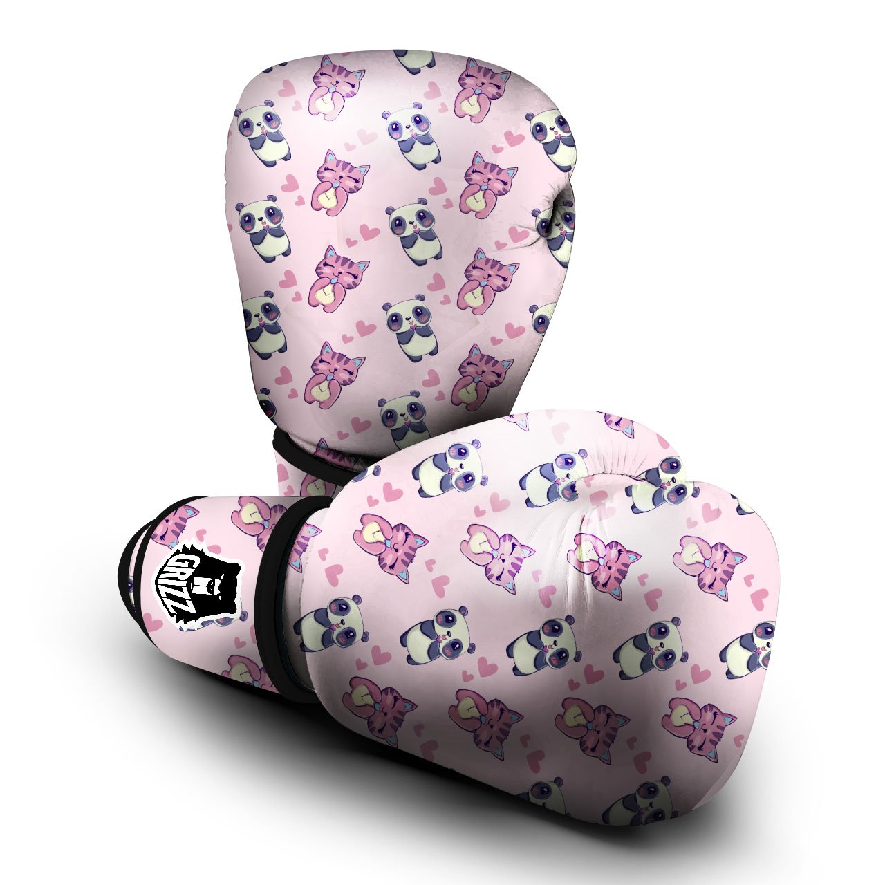 Cat And Panda Lover Print Pattern Boxing Gloves-grizzshop