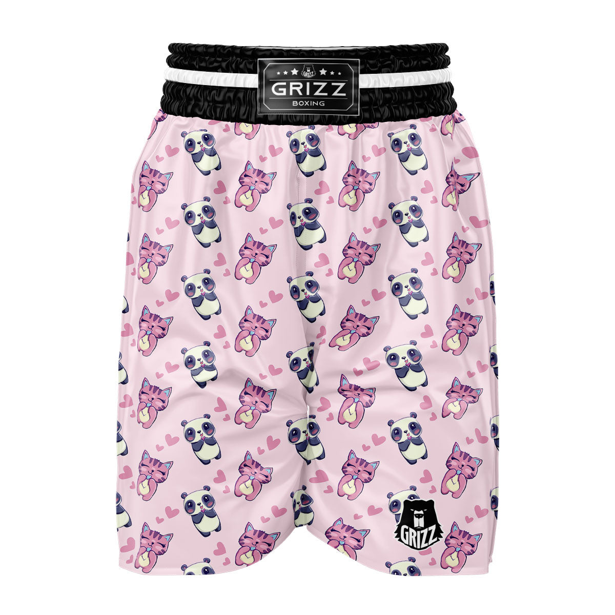 Cat And Panda Lover Print Pattern Boxing Shorts-grizzshop