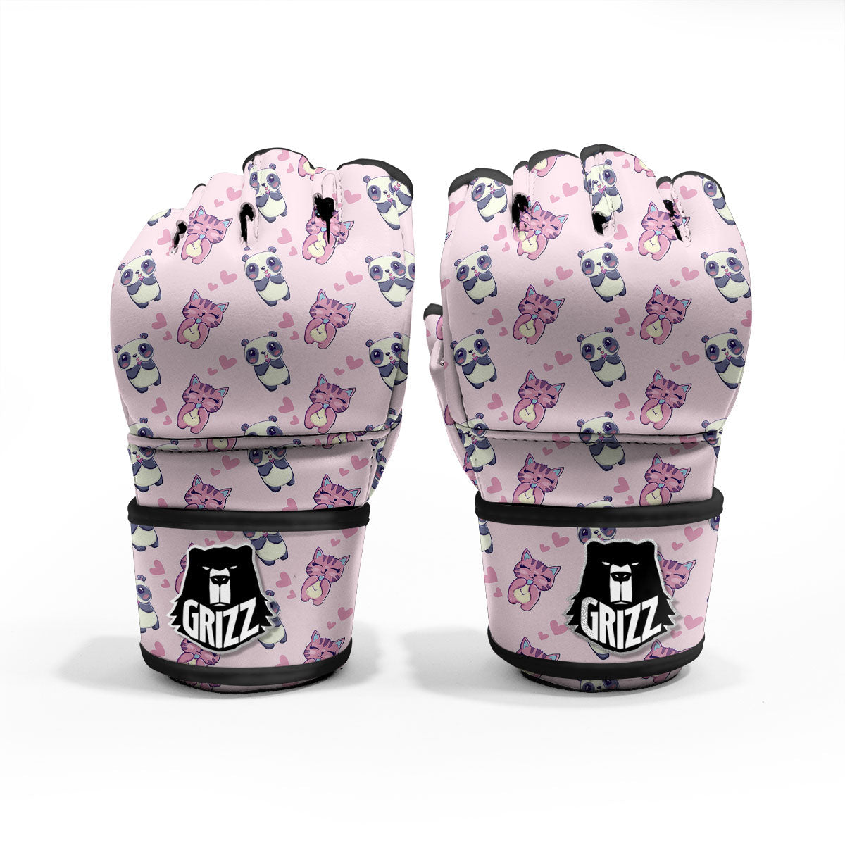 Cat And Panda Lover Print Pattern MMA Gloves-grizzshop