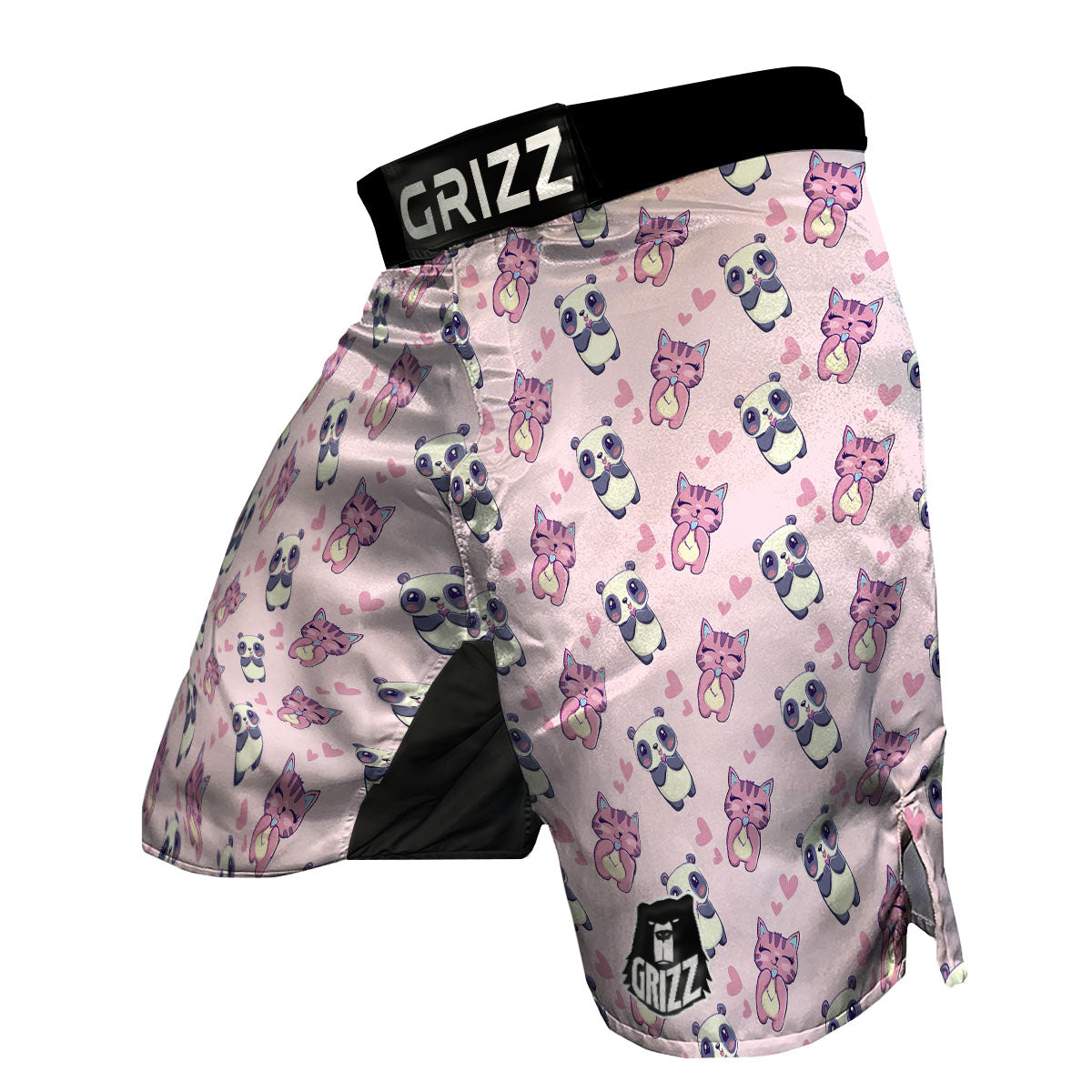 Cat And Panda Lover Print Pattern MMA Shorts-grizzshop