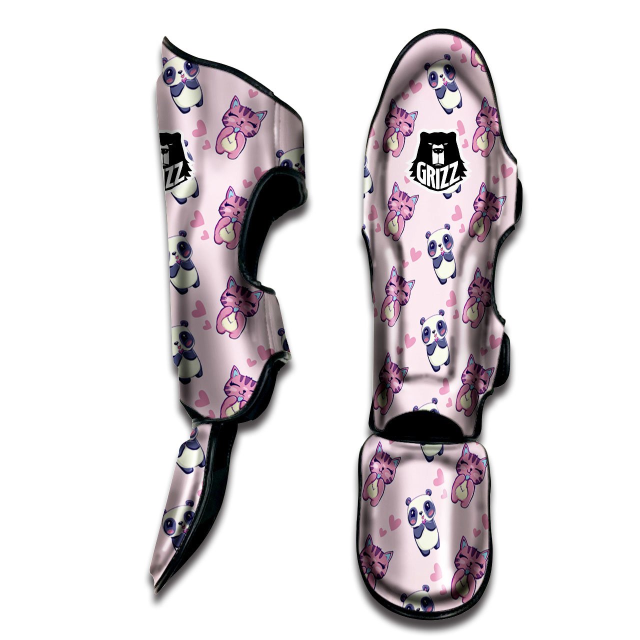 Cat And Panda Lover Print Pattern Muay Thai Shin Guards-grizzshop
