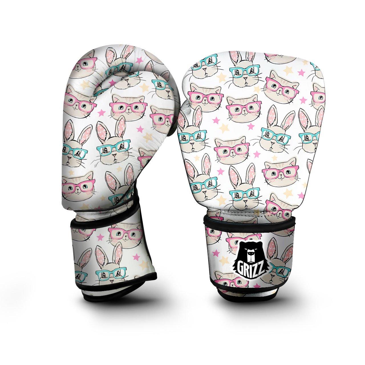 Cat And Rabbit Print Pattern Boxing Gloves-grizzshop