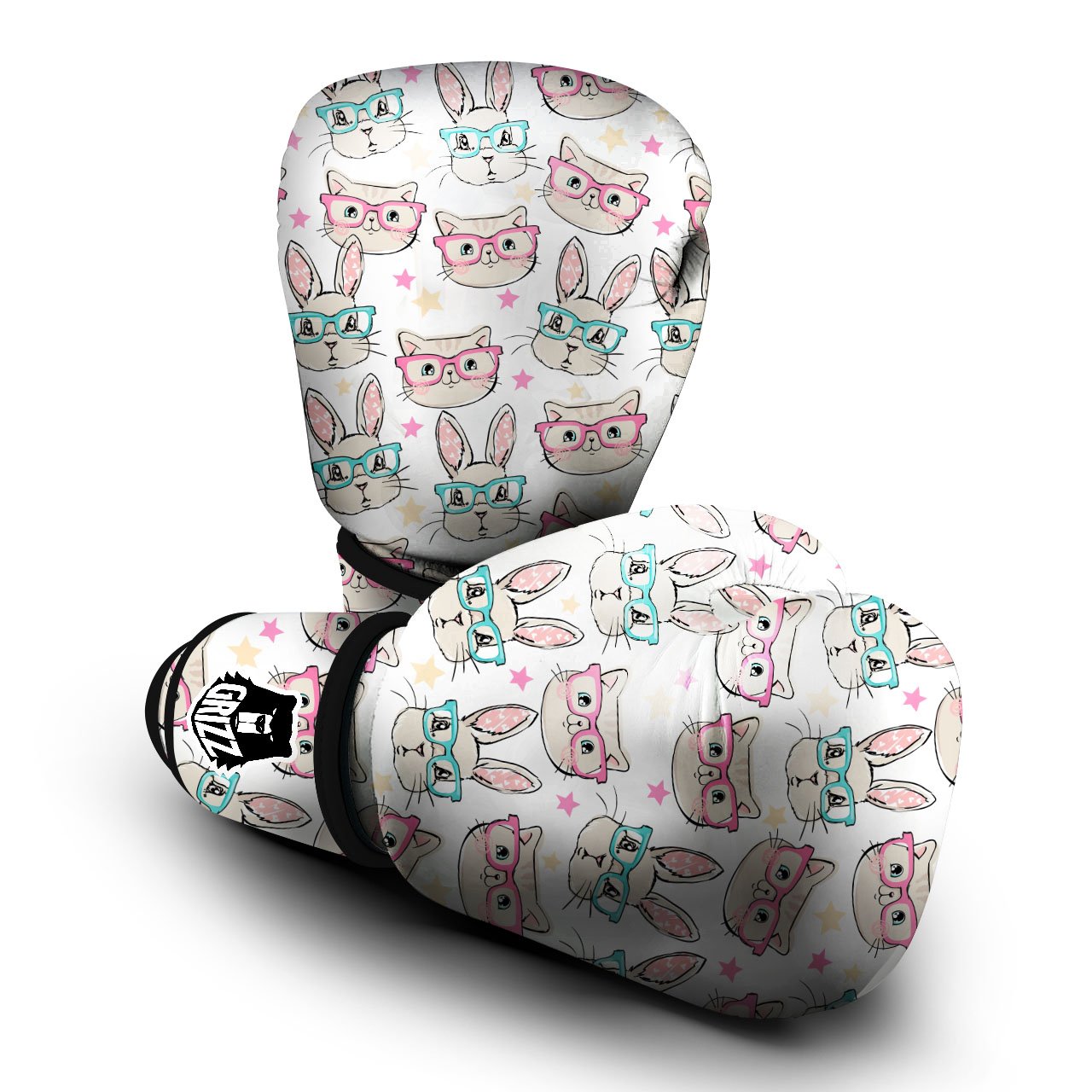 Cat And Rabbit Print Pattern Boxing Gloves-grizzshop