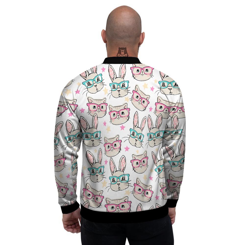 Cat And Rabbit Print Pattern Men's Bomber Jacket-grizzshop