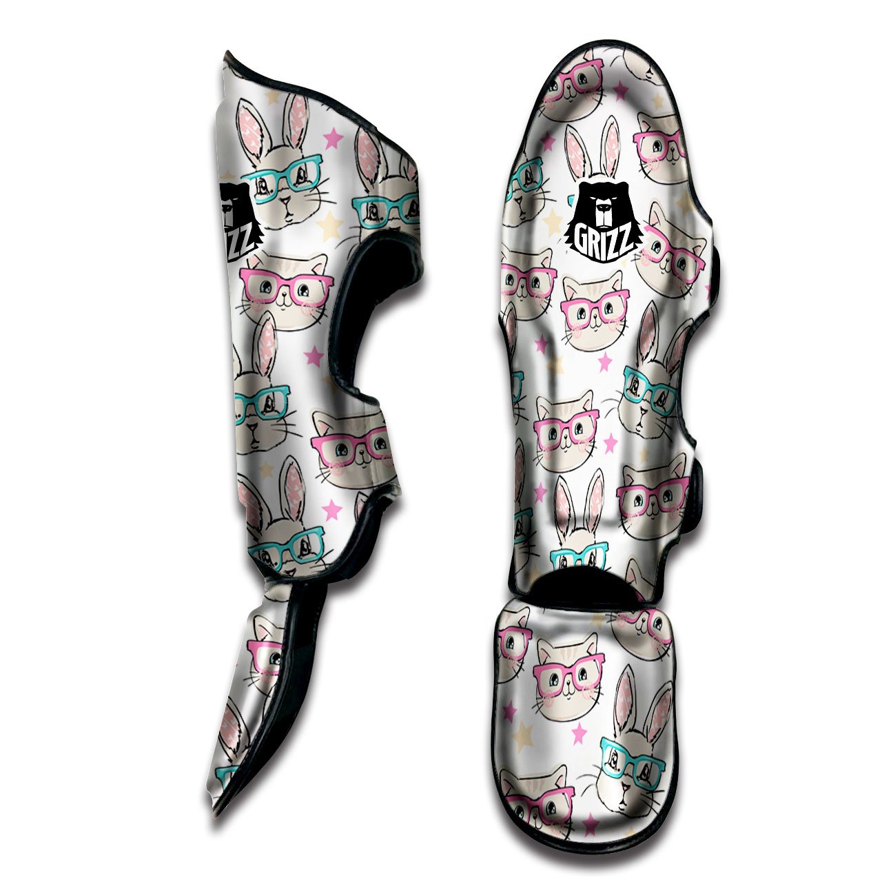 Cat And Rabbit Print Pattern Muay Thai Shin Guards-grizzshop