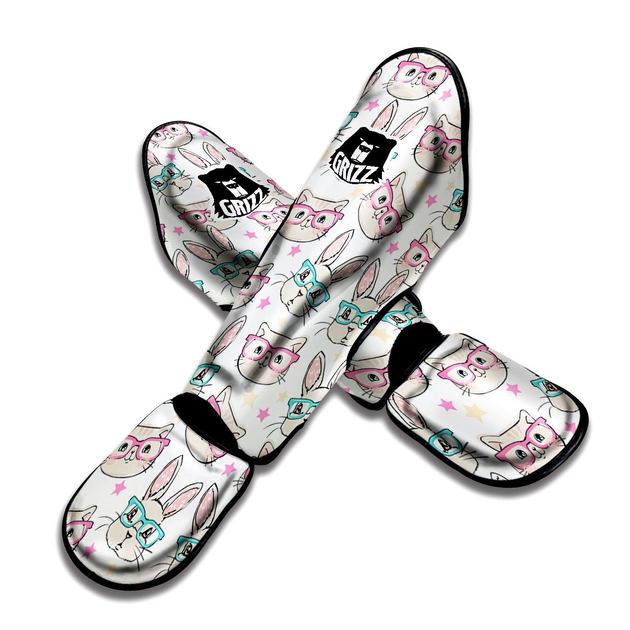 Cat And Rabbit Print Pattern Muay Thai Shin Guards-grizzshop