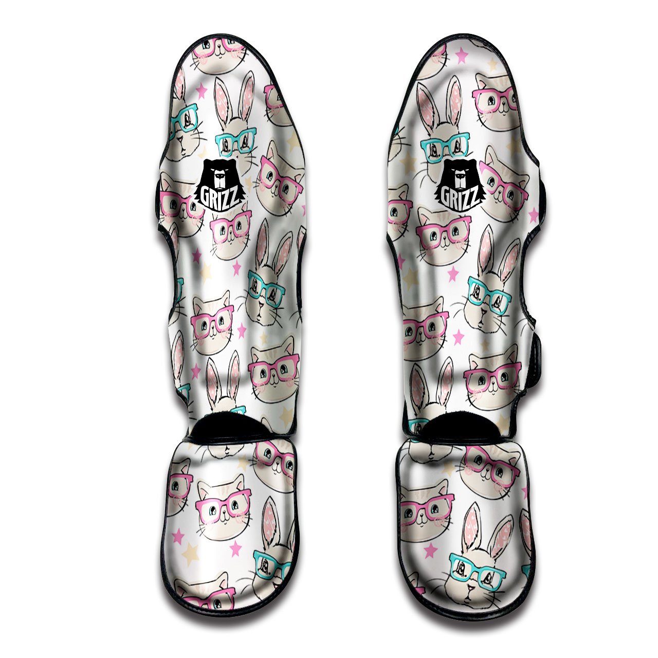 Cat And Rabbit Print Pattern Muay Thai Shin Guards-grizzshop