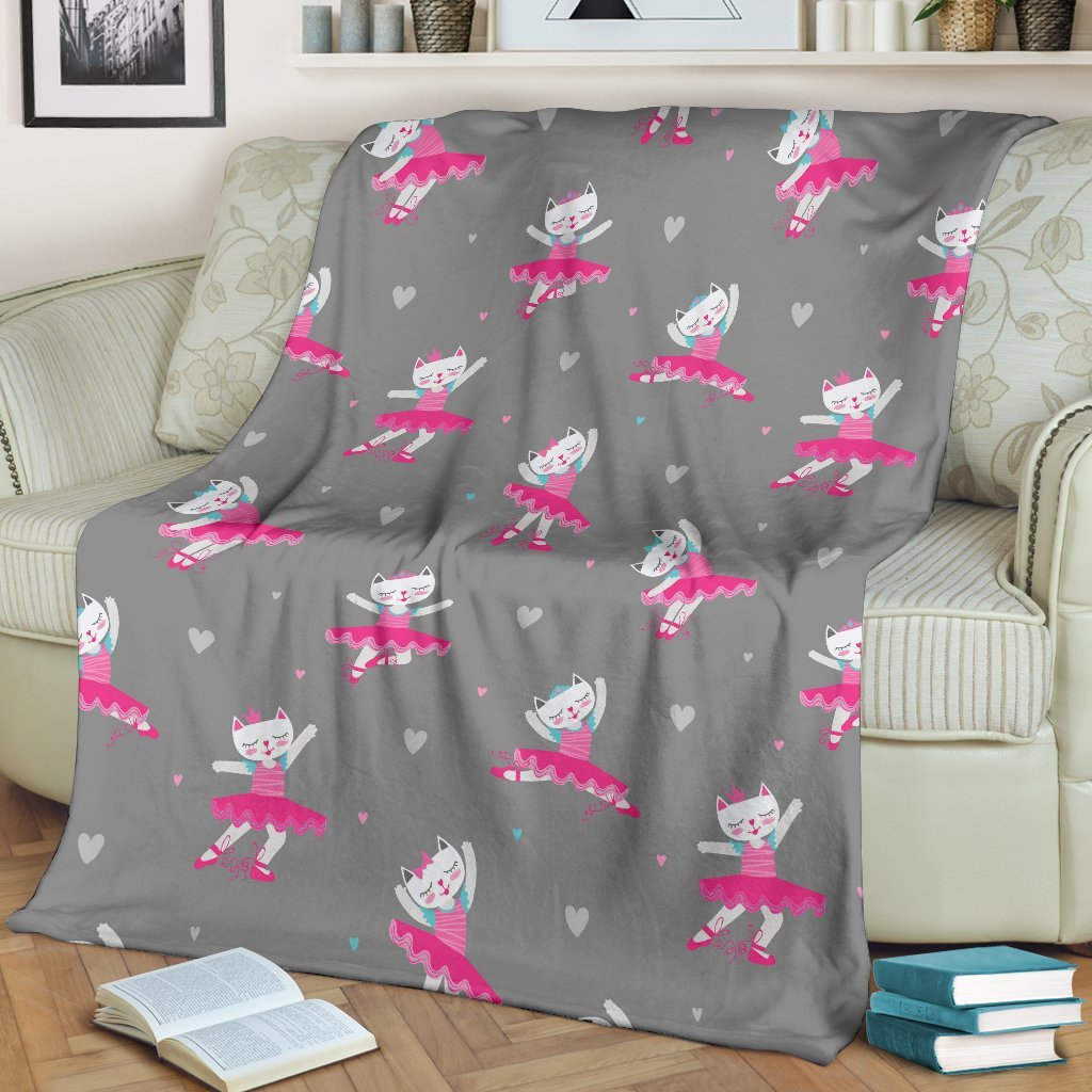 Cat Ballet Pattern Print Blanket-grizzshop