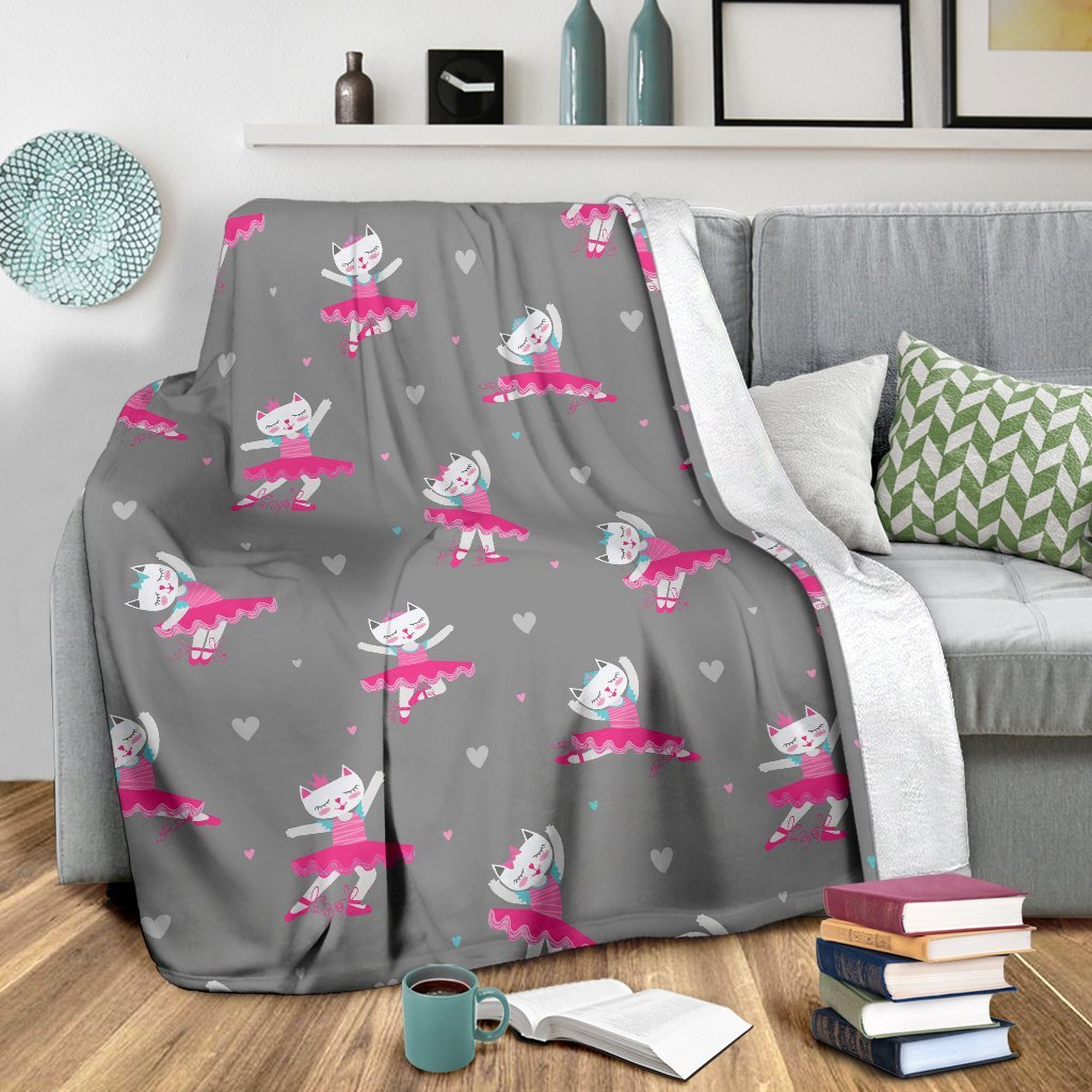 Cat Ballet Pattern Print Blanket-grizzshop